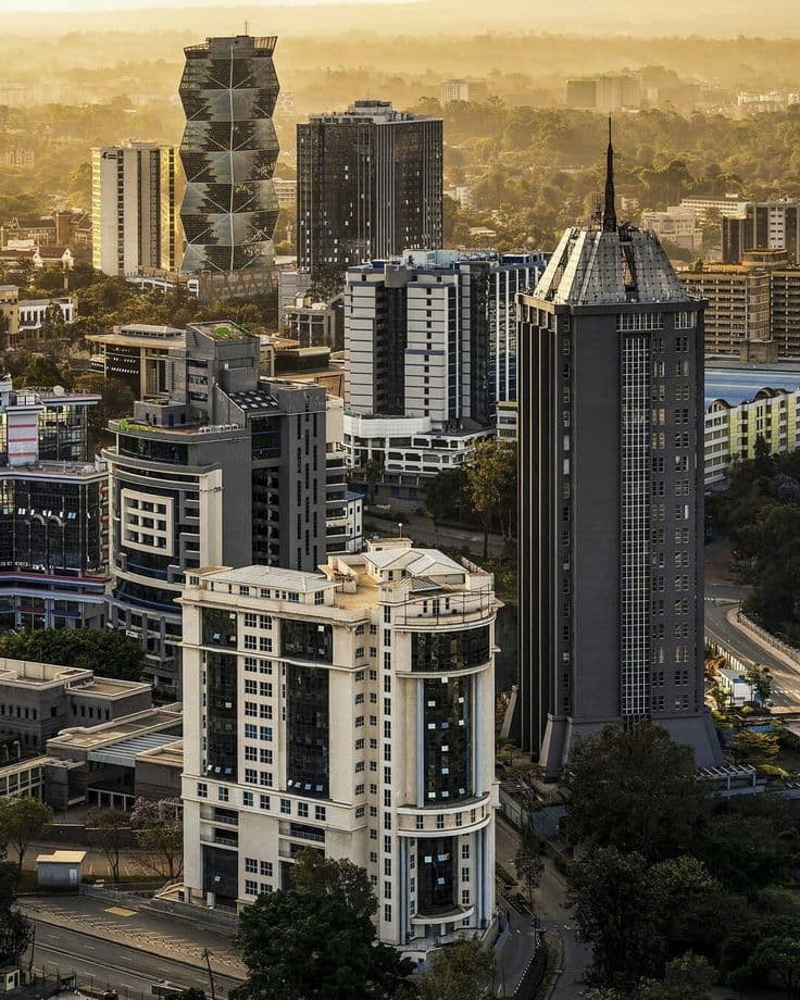 Nairobi cityscape at golden hour
